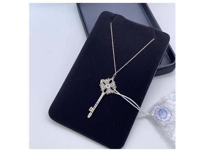 Collana Tiffany & Co. Victoria Key in Oro Bianco e Diamanti Argento - vista 3