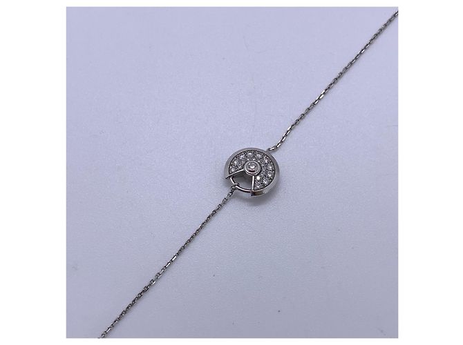Bracciale Cartier Amulette in Oro Bianco e Diamanti Argento - vista 2