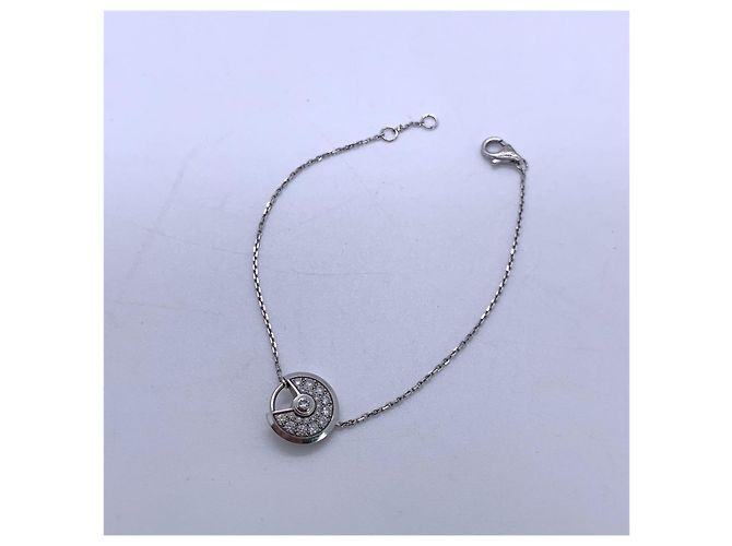 Bracciale Cartier Amulette in Oro Bianco e Diamanti Argento - vista 7