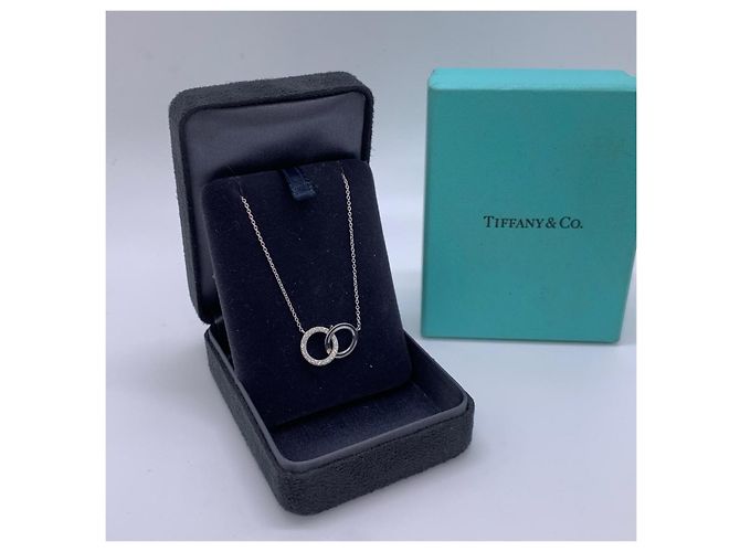 Collana Tiffany & Co. Charma Doppio Anello Diamanti Oro Bianco 18k Argento - vista 2