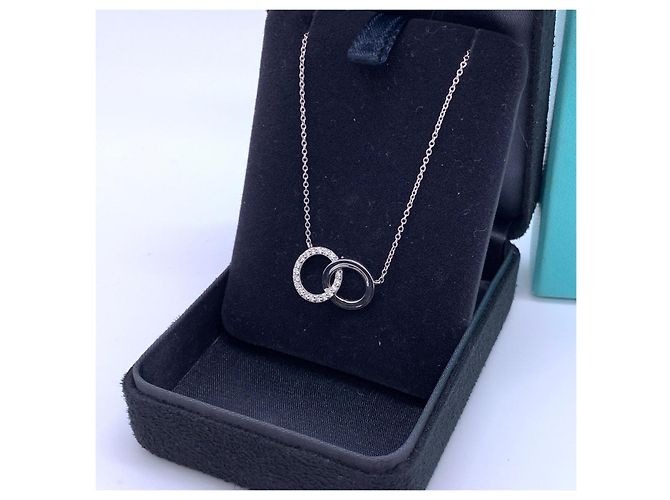 Collana Tiffany & Co. Charma Doppio Anello Diamanti Oro Bianco 18k Argento - vista 4