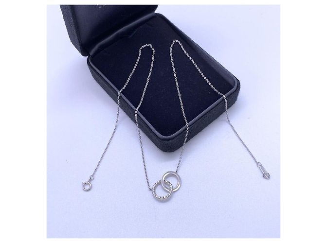 Collana Tiffany & Co. Charma Doppio Anello Diamanti Oro Bianco 18k Argento - vista 5
