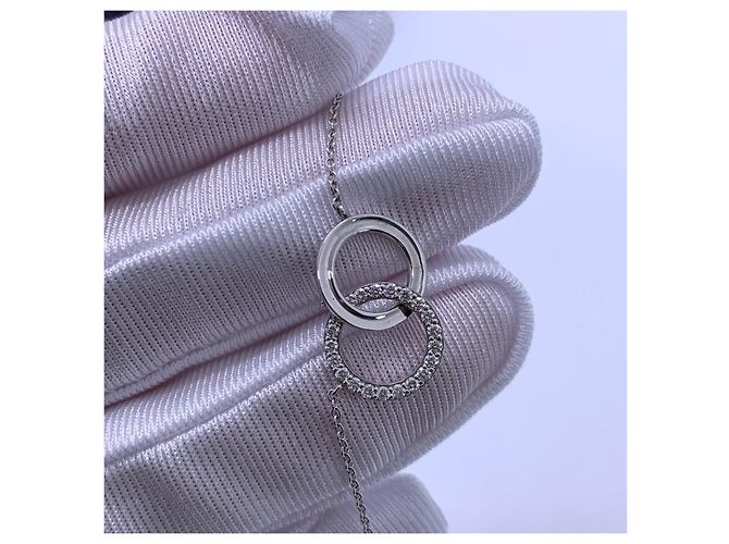 Collana Tiffany & Co. Charma Doppio Anello Diamanti Oro Bianco 18k Argento - vista 9