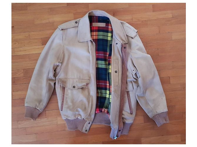 Timberland Herren Bomberjacke Beige Leder Braun Mehrfarben - Ansicht 9