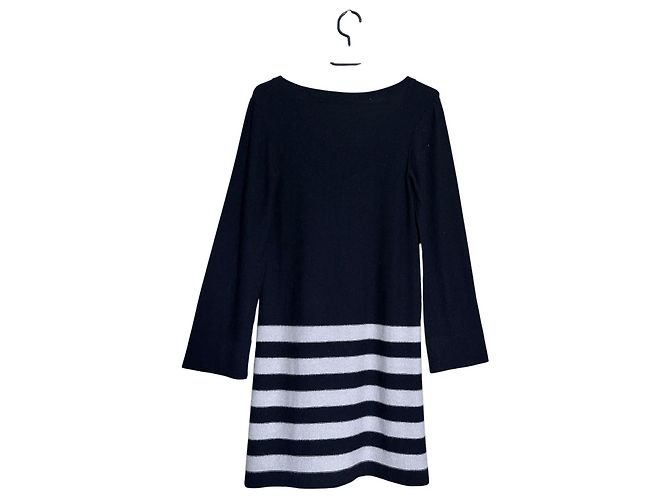 Sonia Rykiel gestreiftes Strickkleid aus Wolle - Schwarz-Grau - Ansicht 2