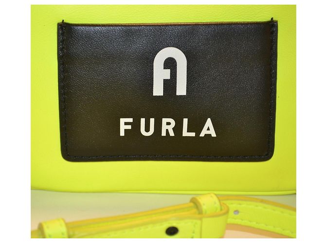 Borsa a tracolla Furla in pelle giallo neon - vista 3