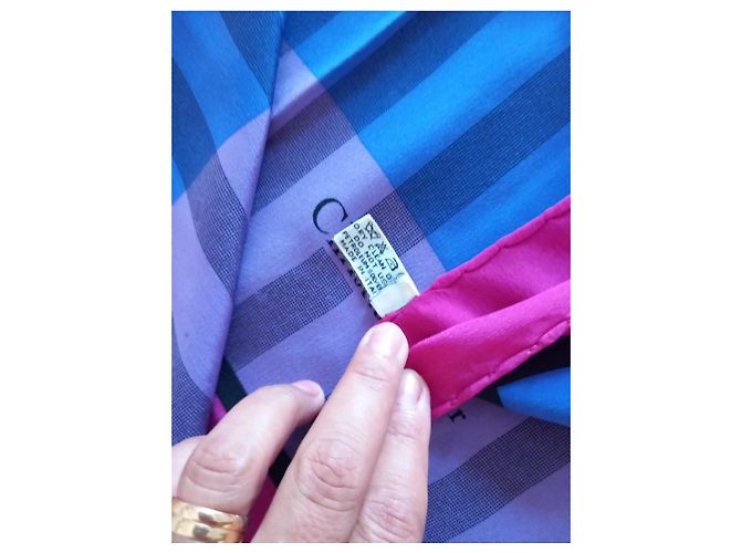 Foulard in seta a scacchi Christian Dior Rosa Rosso Blu Porpora - vista 5
