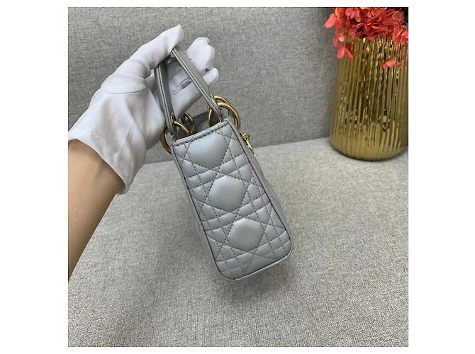 Borsa Dior Duchess Triplo Scomparto in Camoscio Grigio - vista 4