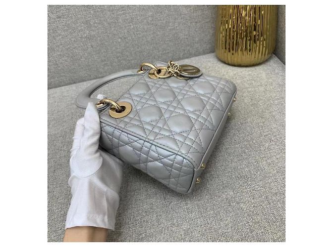 Borsa Dior Duchess Triplo Scomparto in Camoscio Grigio - vista 6