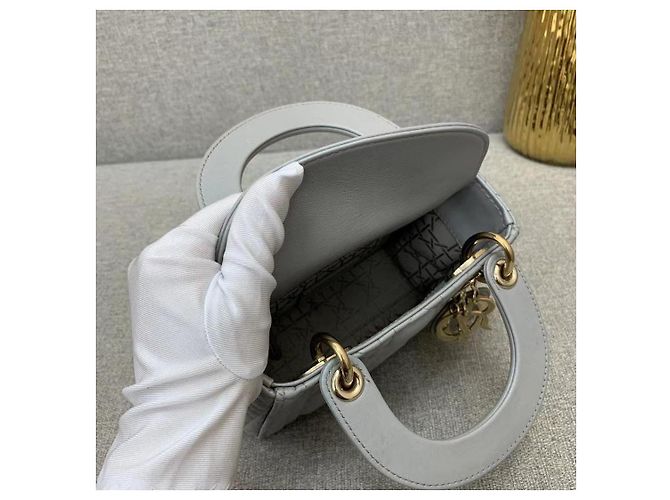 Borsa Dior Duchess Triplo Scomparto in Camoscio Grigio - vista 9