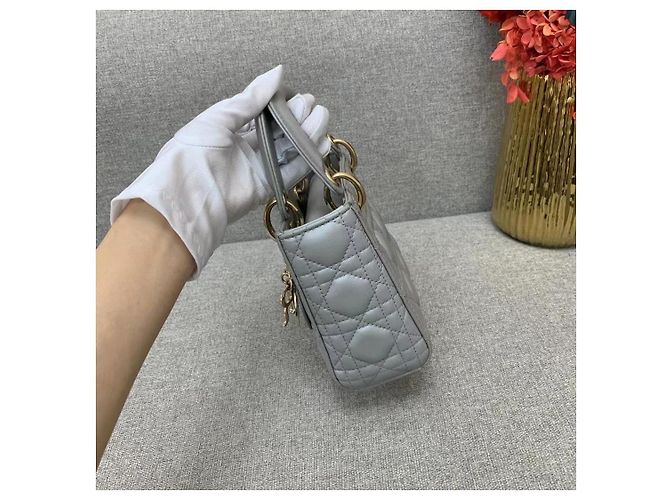 Borsa Dior Duchess Triplo Scomparto in Camoscio Grigio - vista 10