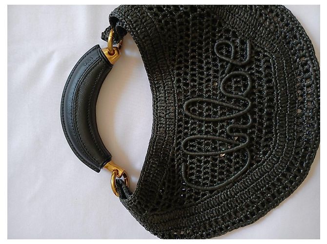 Borsa Chloé in paglia intrecciata nera e pelle Nero - vista 2