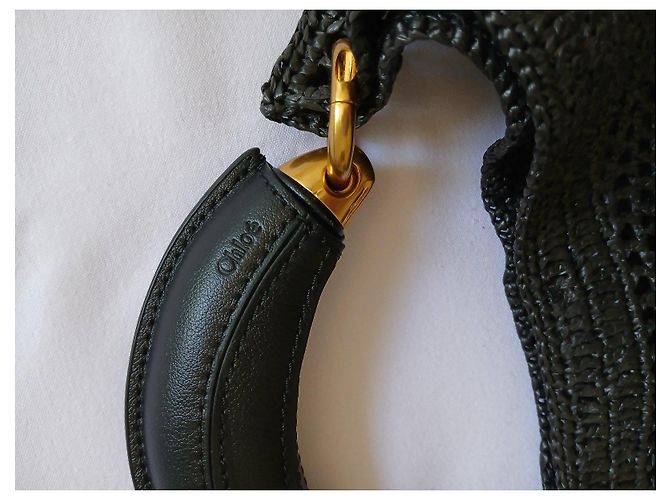 Borsa Chloé in paglia intrecciata nera e pelle Nero - vista 3