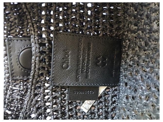 Borsa Chloé in paglia intrecciata nera e pelle Nero - vista 5