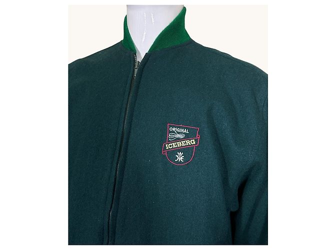 Iceberg Vernice Fresca Michelangelo Bomber Jacket Green Wool Blend - view 2