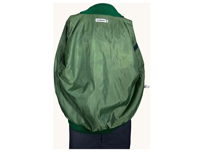 Iceberg Vernice Fresca Michelangelo Bomber Jacket Green Wool Blend - view 8