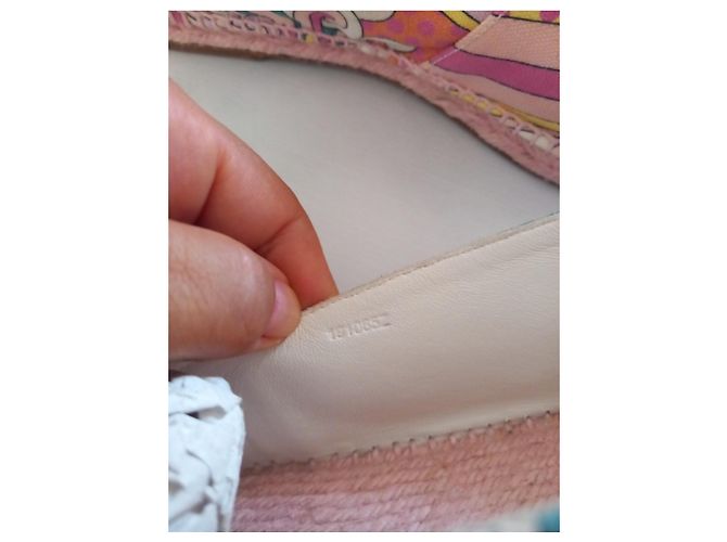 Espadrilles Hermès en toile imprimé coloré Rose Multicolore Vert Orange Gris Jaune - vue 7