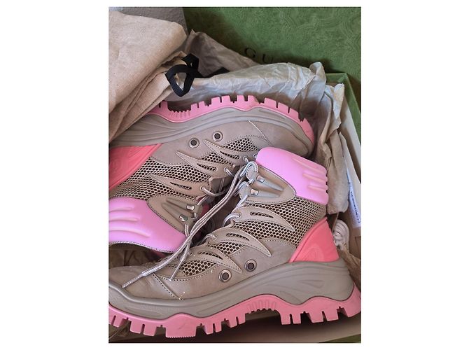 Gucci Scarponi da trekking Beige e Rosa Grigio - vista 4