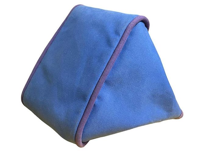 Hermès Lindy Beach Saco Cabas em Lona Azul e Couro Roxo - vista 18