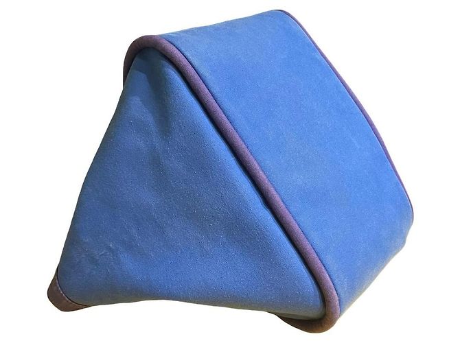 Hermès Lindy Beach Saco Cabas em Lona Azul e Couro Roxo - vista 20