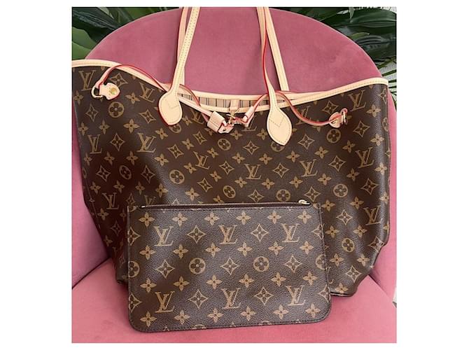 Borsa Tote Louis Vuitton Neverfull MM Monogram Canvas con pochette Marrone Monogramma - vista 2