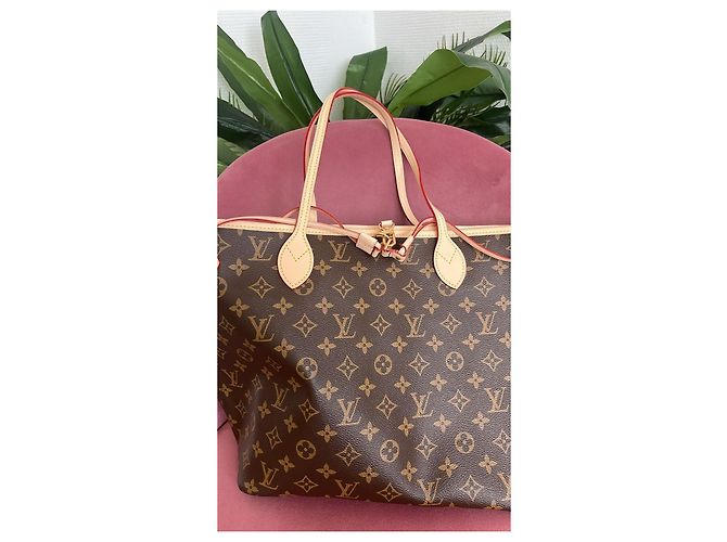 Borsa Tote Louis Vuitton Neverfull MM Monogram Canvas con pochette Marrone Monogramma - vista 5