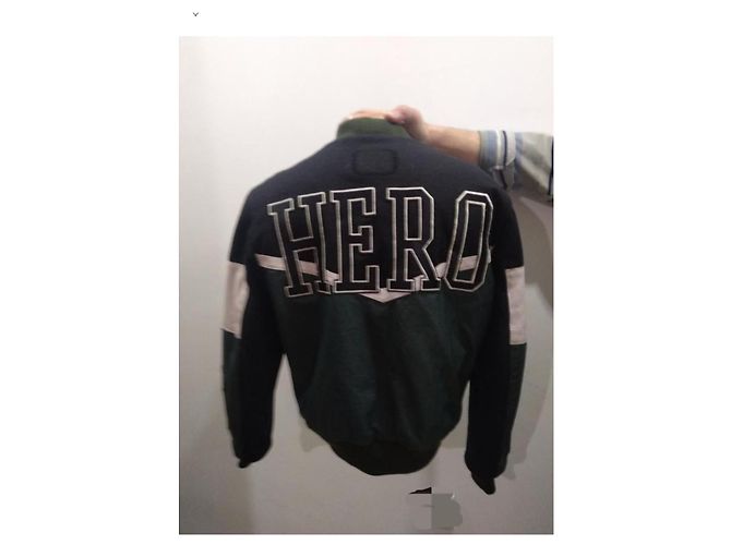 Autre Marque Giacca Bomber Varsity Tigha Lana e Pelle Nero Bianco Verde scuro - vista 3
