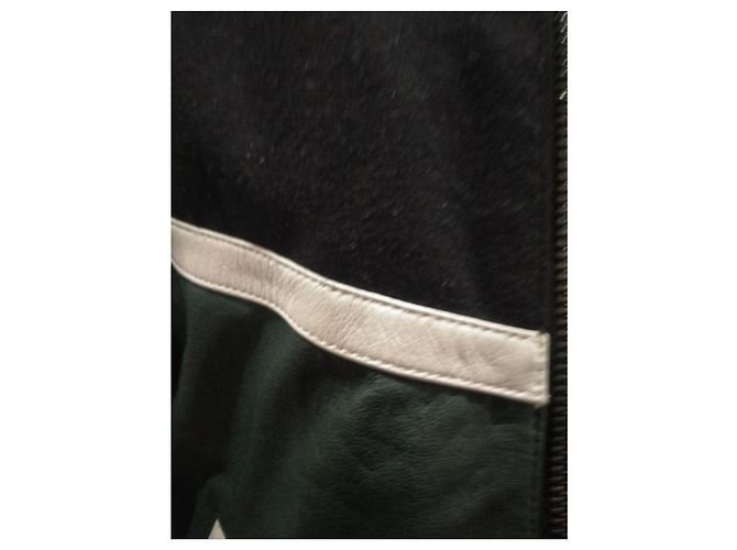 Autre Marque Giacca Bomber Varsity Tigha Lana e Pelle Nero Bianco Verde scuro - vista 5