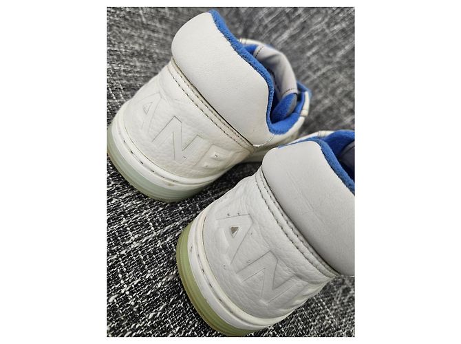 Sneakers Chanel in pelle bianca logo CC Bianco Blu - vista 7
