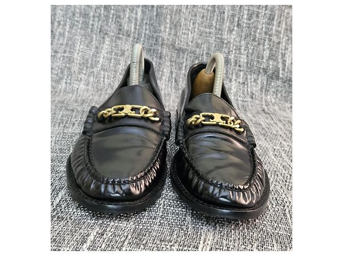 Céline Celine Mocasines de piel negra con cadena Negro - vista 11