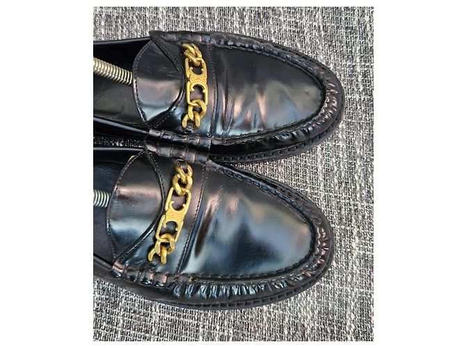 Céline Celine Mocasines de piel negra con cadena Negro - vista 12
