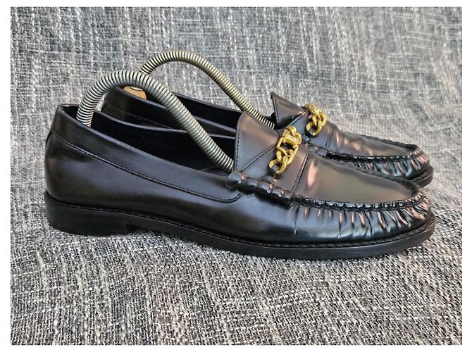 Céline Celine Mocasines de piel negra con cadena Negro - vista 15