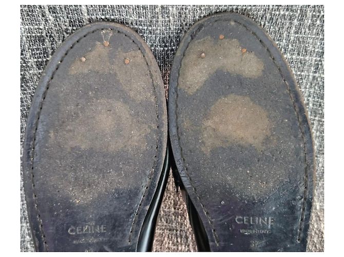 Céline Celine Mocasines de piel negra con cadena Negro - vista 17