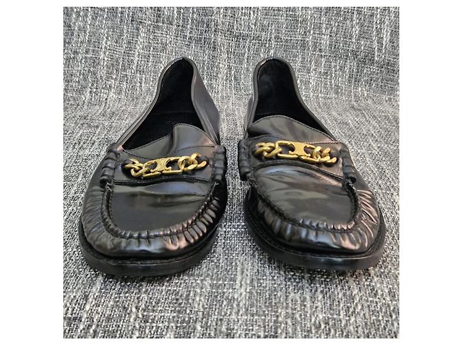 Céline Celine Mocasines de piel negra con cadena Negro - vista 4