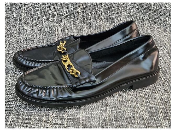 Céline Celine Mocasines de piel negra con cadena Negro - vista 5