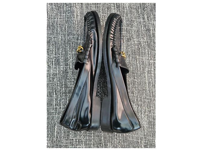 Céline Celine Mocasines de piel negra con cadena Negro - vista 9