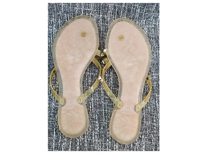 Valentino Garavani Infradito Rockstud Jelly Bow D'oro - vista 7