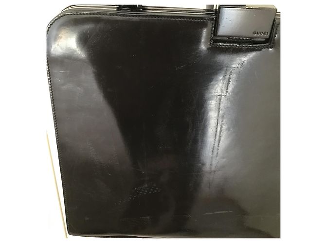 Borsa a mano Gucci Tom Ford pelle verniciata nera Nero - vista 13