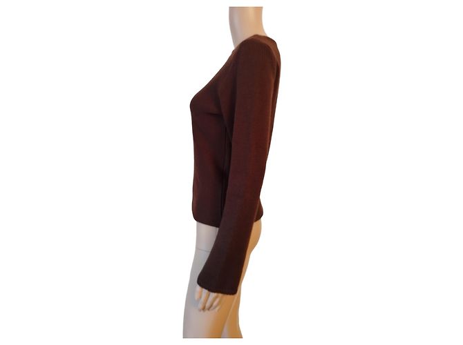 Chanel Brauner Wollpullover mit goldenen Details - Ansicht 4