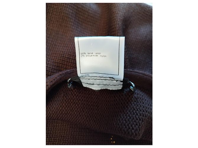 Chanel Brauner Wollpullover mit goldenen Details - Ansicht 9