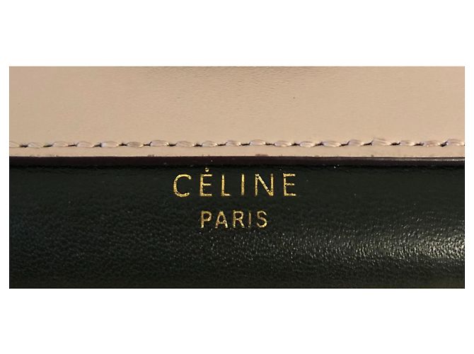 Céline Celine Tricolor Trifold Leather Wallet Beige Green - view 3