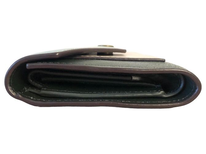 Céline Celine Tricolor Trifold Leather Wallet Beige Green - view 6