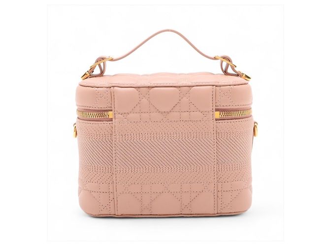 Dior Borsa a mano 2-Way Vanity Case Canvas Cannage Rosa - vista 2