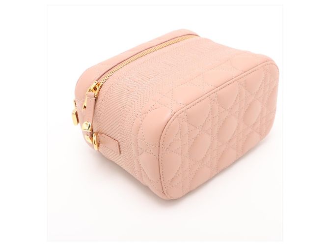 Dior Borsa a mano 2-Way Vanity Case Canvas Cannage Rosa - vista 4