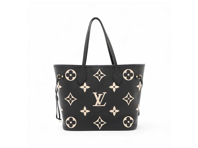 Louis Vuitton Borsa a spalla Shopper Neverfull MM in pelle Empreinte Nero - vista 2