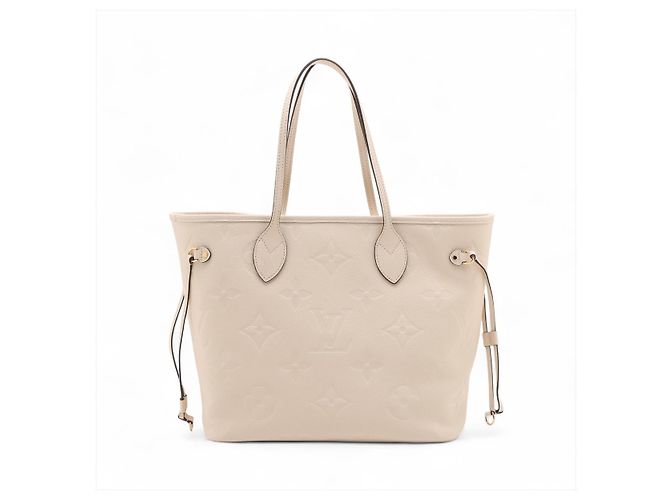 Louis Vuitton Borsa a tracolla Shopper Neverfull MM in pelle Empreinte Bianca Bianco - vista 2