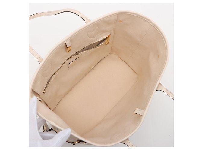 Louis Vuitton Borsa a tracolla Shopper Neverfull MM in pelle Empreinte Bianca Bianco - vista 7