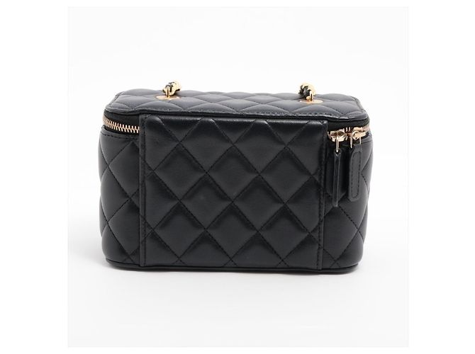 Chanel Bolsa Vanity Case Coco Casino Small em couro de cordeiro acolchoado com corrente Preto - vista 2