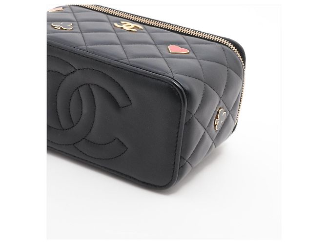 Chanel Bolsa Vanity Case Coco Casino Small em couro de cordeiro acolchoado com corrente Preto - vista 3