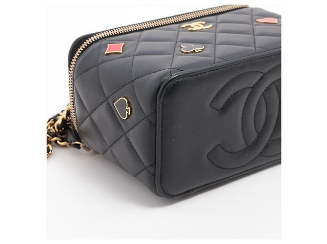 Chanel Bolsa Vanity Case Coco Casino Small em couro de cordeiro acolchoado com corrente Preto - vista 4